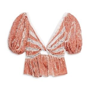 Free People Yours Truly velvet top in mauve pink dusty rose romantic lace